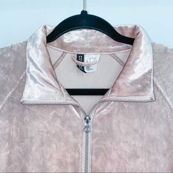Crushed Velvet Rose Gold Pink Full Zip Jacket - Picture 8 of 11